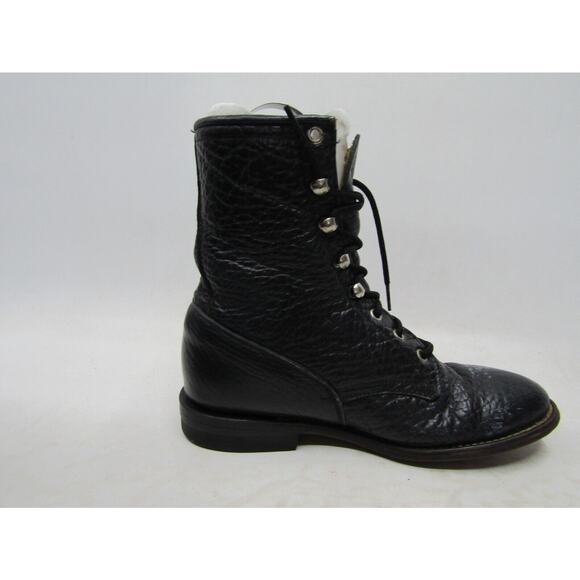 COWTOWN Mens Size 5.5 D Black Leather Laces Cowboy Western Boots main image 8